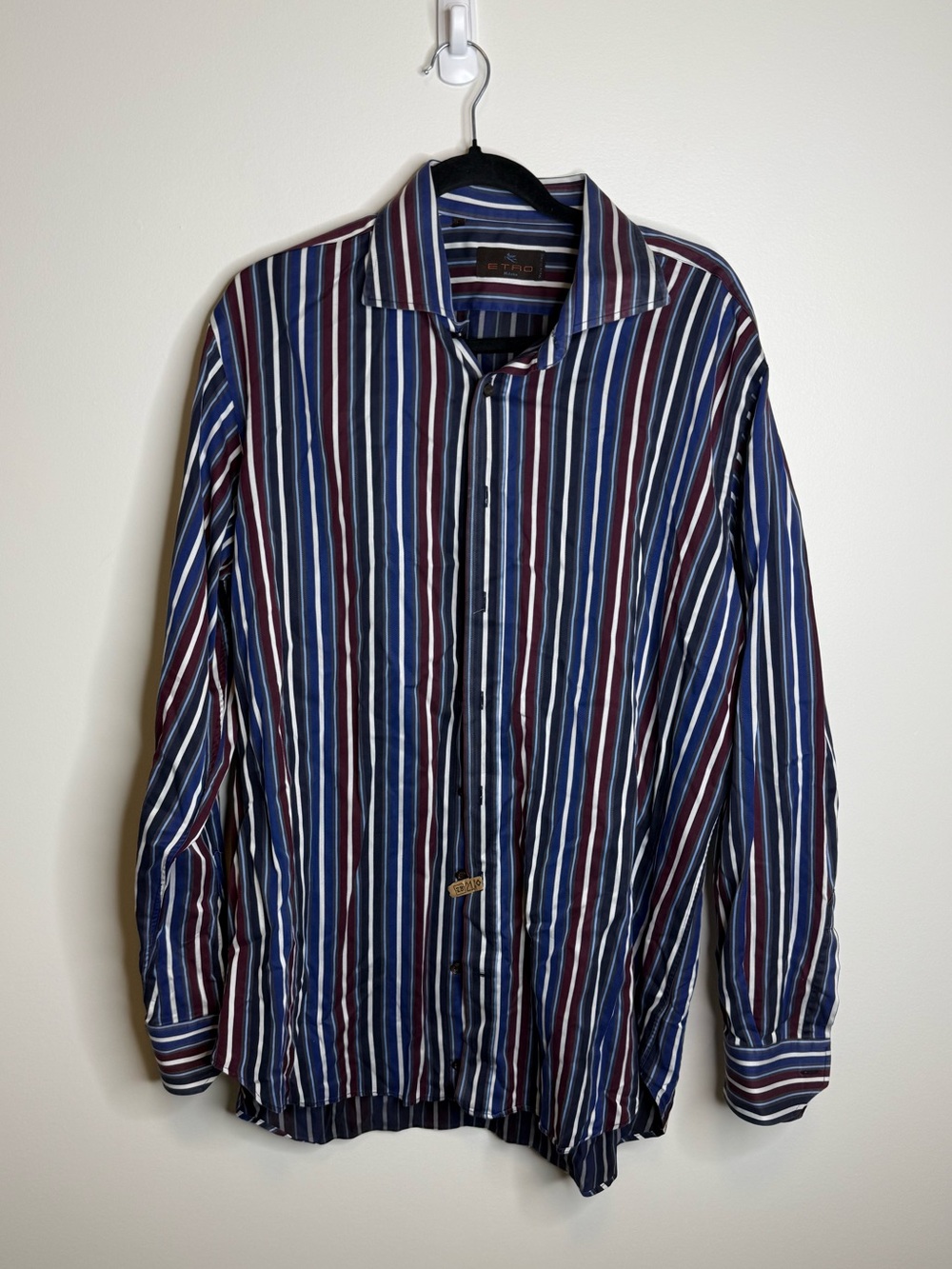 Etro Men’s Oversized Multicolor Striped Dress Shirt size 44